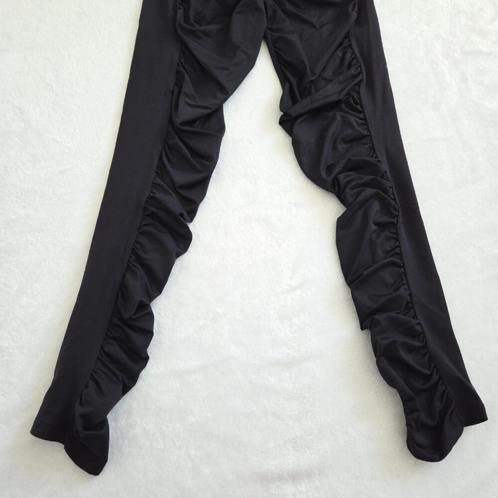Zara Black Ruched Leggings Medium Subversive Cyber Y2K Goth Grunge High Rise - Picture 3 of 10